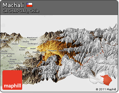 Physical Panoramic Map of Machali, semi-desaturated