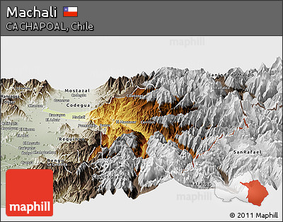 Physical Panoramic Map of Machali, semi-desaturated