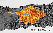 Political Panoramic Map of Machali, darken, desaturated