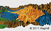 Political Panoramic Map of Machali, darken
