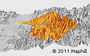 Political Panoramic Map of Machali, lighten, desaturated