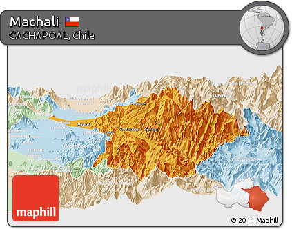 Political Panoramic Map of Machali, lighten