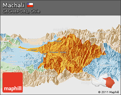 Political Panoramic Map of Machali, lighten