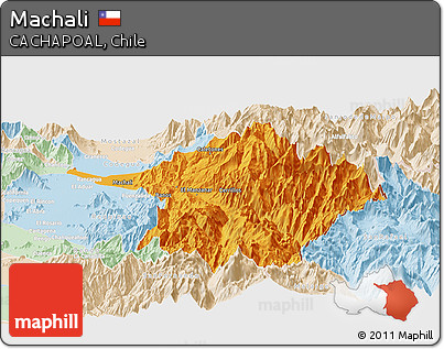 Political Panoramic Map of Machali, lighten