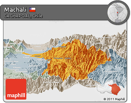Political Panoramic Map of Machali, lighten, semi-desaturated