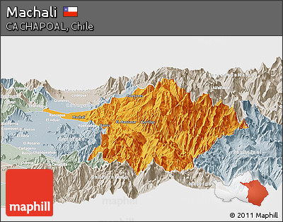 Political Panoramic Map of Machali, lighten, semi-desaturated