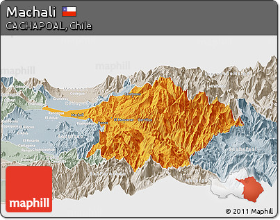 Political Panoramic Map of Machali, lighten, semi-desaturated