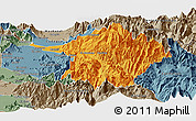 Political Panoramic Map of Machali, semi-desaturated