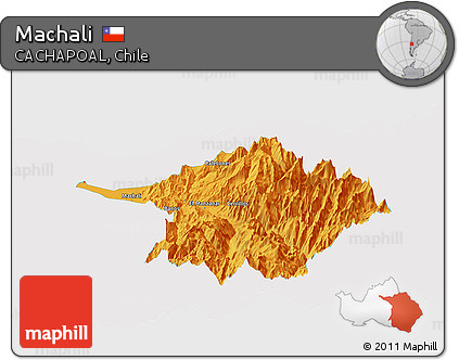 Political Panoramic Map of Machali, single color outside