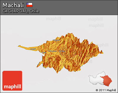 Political Panoramic Map of Machali, single color outside