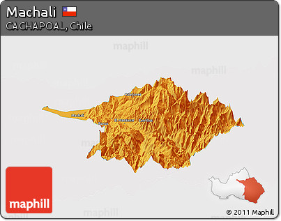 Political Panoramic Map of Machali, single color outside