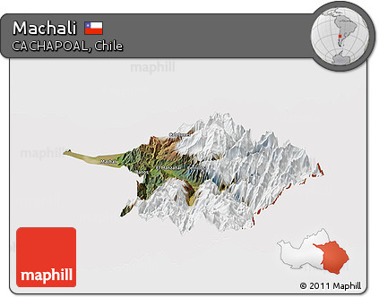 Satellite Panoramic Map of Machali, cropped outside