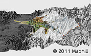 Satellite Panoramic Map of Machali, darken, desaturated