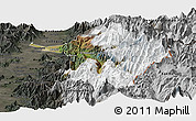 Satellite Panoramic Map of Machali, darken, semi-desaturated