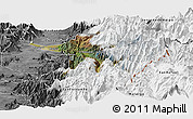 Satellite Panoramic Map of Machali, desaturated