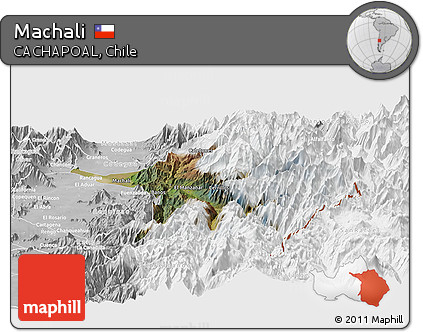 Satellite Panoramic Map of Machali, lighten, desaturated