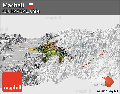 Satellite Panoramic Map of Machali, lighten, desaturated