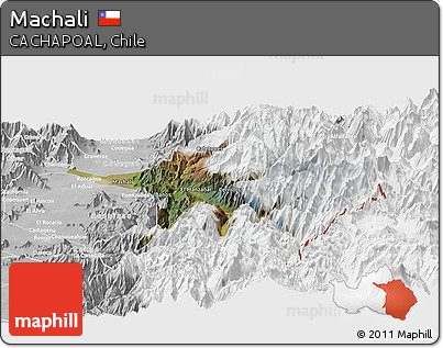 Satellite Panoramic Map of Machali, lighten, desaturated