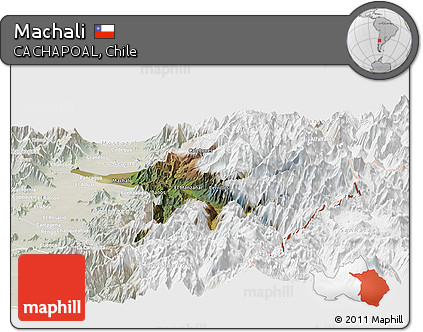 Satellite Panoramic Map of Machali, lighten