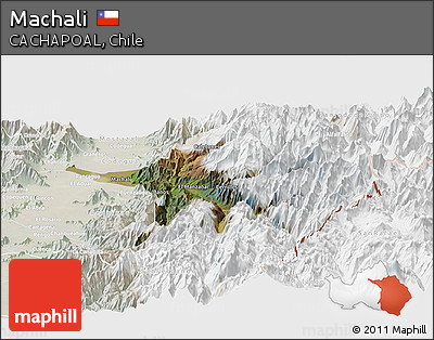 Satellite Panoramic Map of Machali, lighten