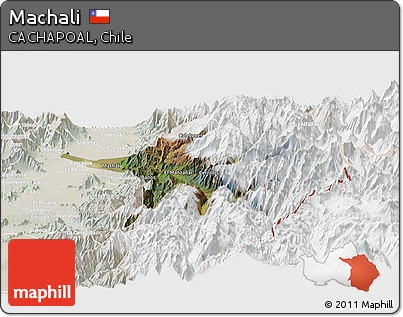 Satellite Panoramic Map of Machali, lighten