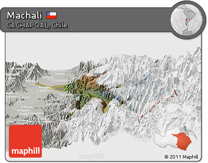 Satellite Panoramic Map of Machali, lighten, semi-desaturated