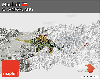 Satellite Panoramic Map of Machali, lighten, semi-desaturated