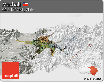 Satellite Panoramic Map of Machali, lighten, semi-desaturated