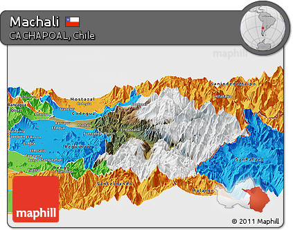 Satellite Panoramic Map of Machali, political outside