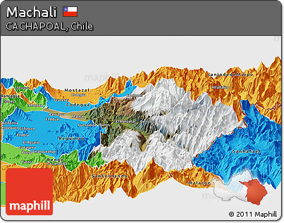 Satellite Panoramic Map of Machali, political outside