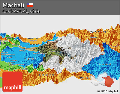 Satellite Panoramic Map of Machali, political outside