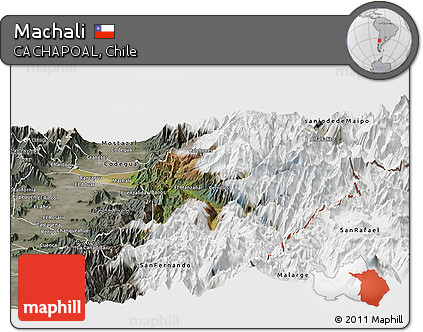 Satellite Panoramic Map of Machali, semi-desaturated