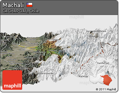 Satellite Panoramic Map of Machali, semi-desaturated