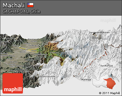 Satellite Panoramic Map of Machali, semi-desaturated
