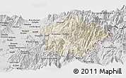 Shaded Relief Panoramic Map of Machali, desaturated