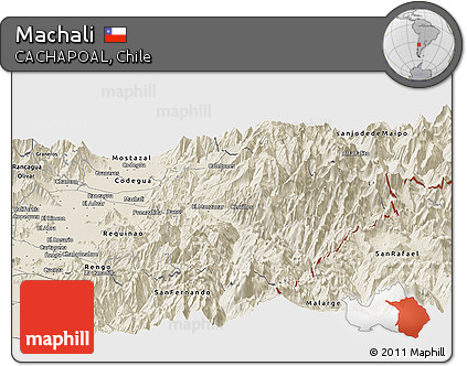 Shaded Relief Panoramic Map of Machali