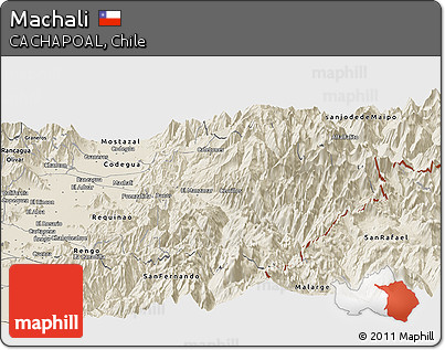 Shaded Relief Panoramic Map of Machali