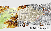 Shaded Relief Panoramic Map of Machali, physical outside