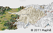 Shaded Relief Panoramic Map of Machali, satellite outside