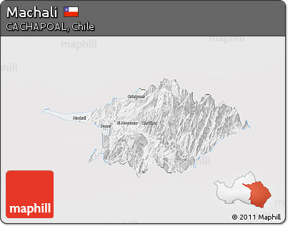 Silver Style Panoramic Map of Machali, single color outside