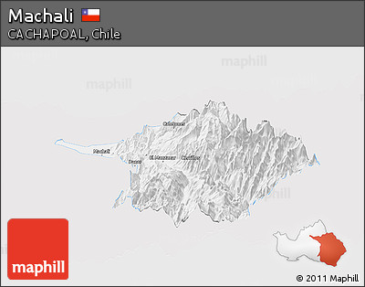 Silver Style Panoramic Map of Machali, single color outside