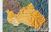 Political Shades Map of CACHAPOAL, darken, semi-desaturated