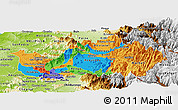 Political Panoramic Map of CACHAPOAL, physical outside