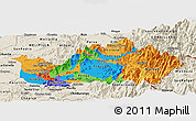 Political Panoramic Map of CACHAPOAL, shaded relief outside