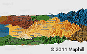 Political Shades Panoramic Map of CACHAPOAL, darken