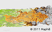 Political Shades Panoramic Map of CACHAPOAL, physical outside