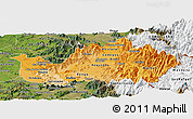 Political Shades Panoramic Map of CACHAPOAL, satellite outside