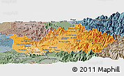 Political Shades Panoramic Map of CACHAPOAL, semi-desaturated