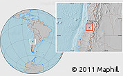Gray Location Map of Peumo, hill shading