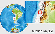 Physical Location Map of Peumo, highlighted country